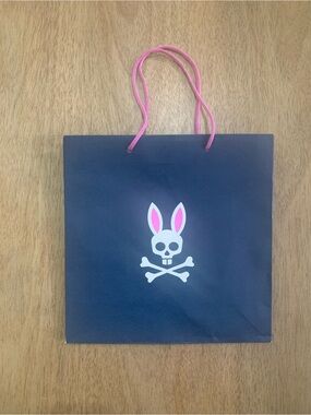 Psycho bunny reusable Gift Bag, small White and blue